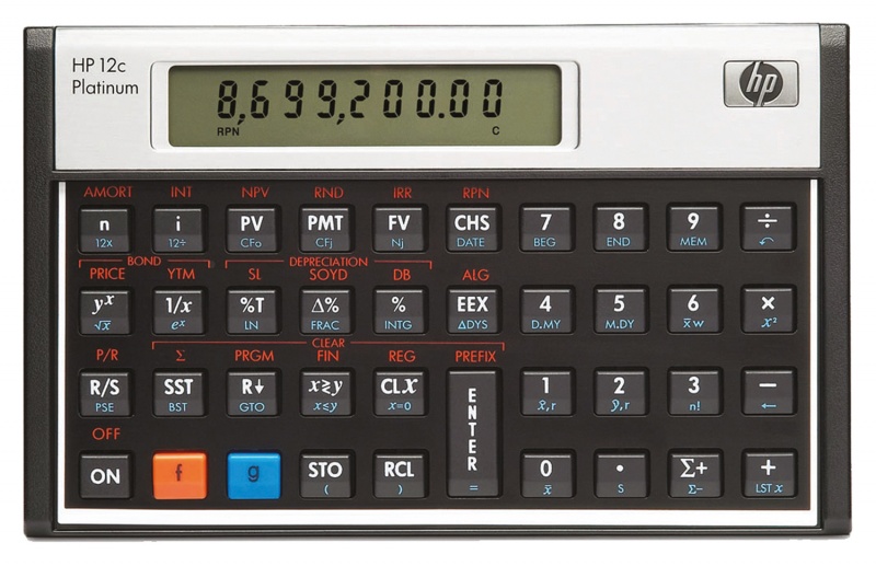 Kalkulator finansowy HP-12C PLAT/INT, 130 funkcji, 129x80x15mm, czarny 