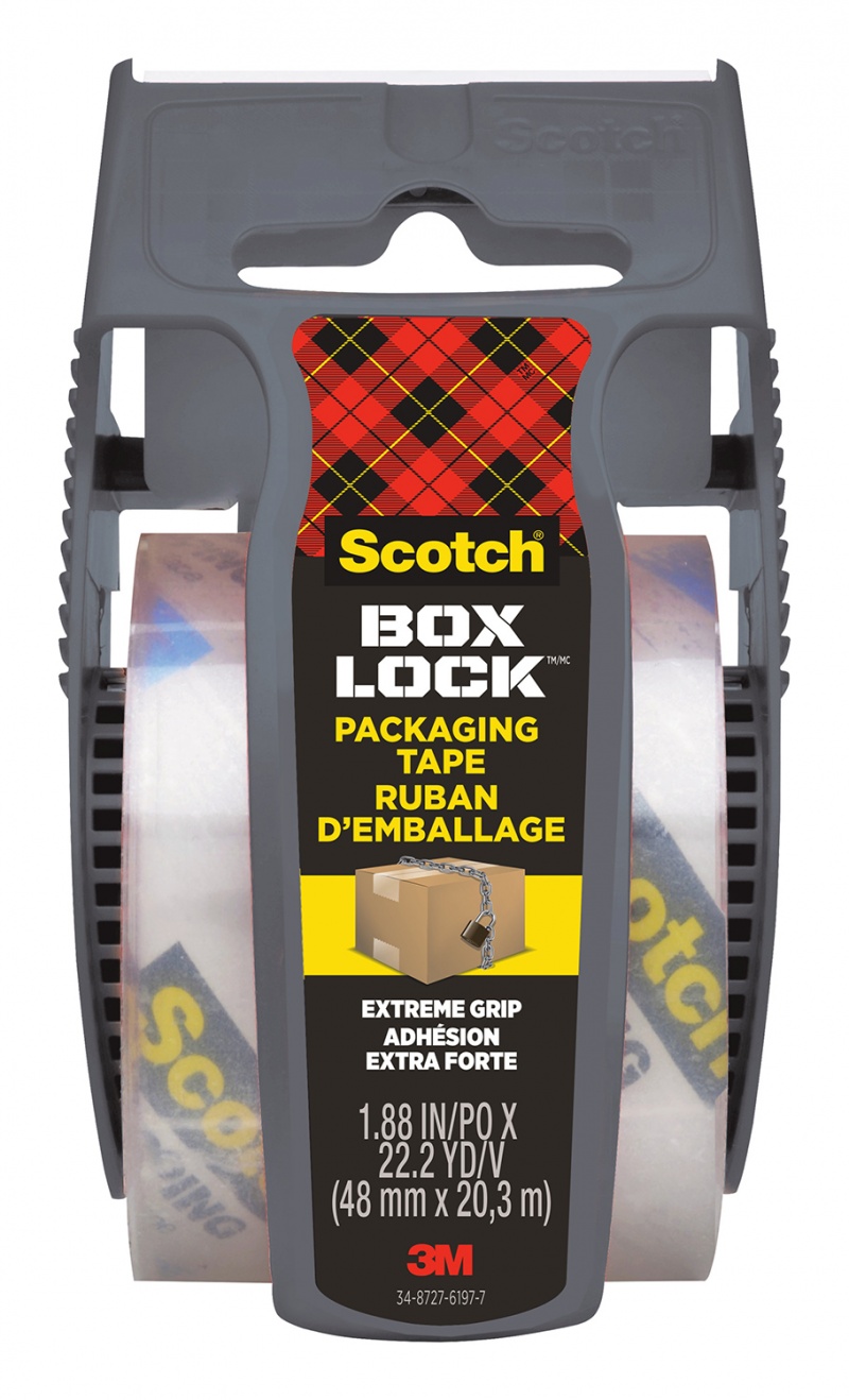 Taśma pakowa SCOTCH®Box Lock, z podajnikiem, 48mm x 20.3m, 1szt., transparentna