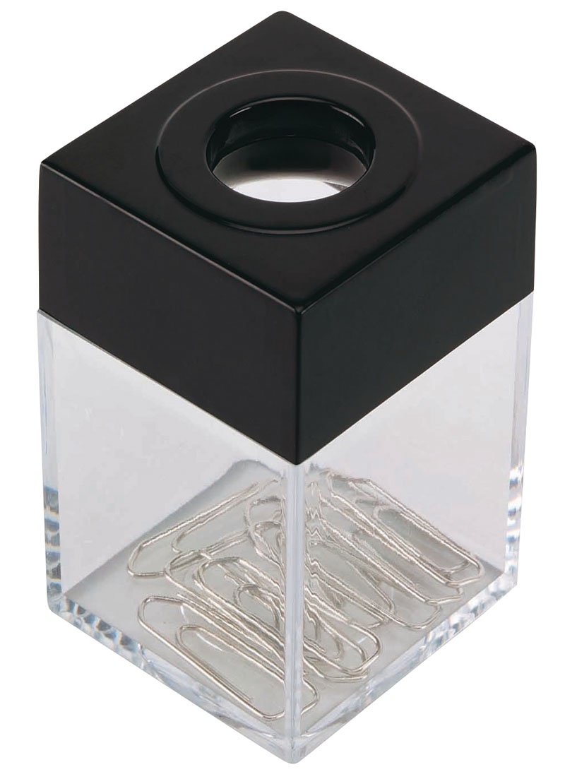 Pojemnik magn. na spinacze Q-CONNECT, mały, transparentny czarny 