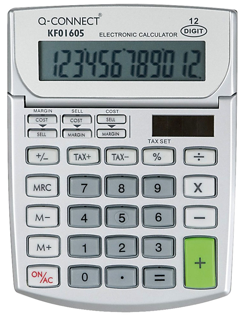 Kalkulator biurowy Q-CONNECT, 12-cyfrowy, 102x140mm, szary 
