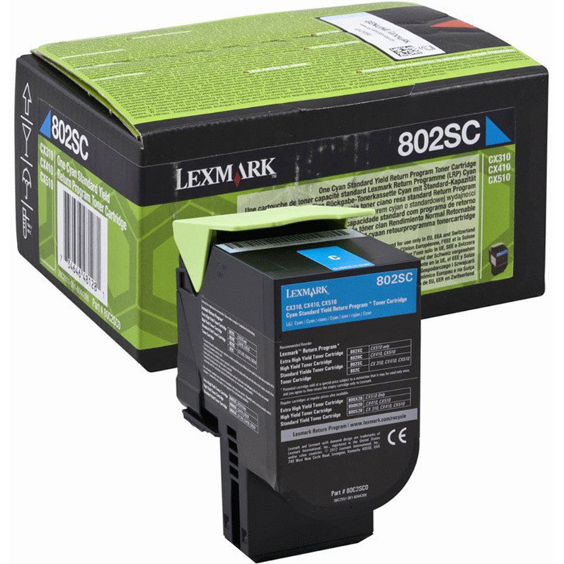 Kaseta z tonerem Lexmark 802SC do CX-310/410/510 | zwrotny | 2 000 str. | cyan