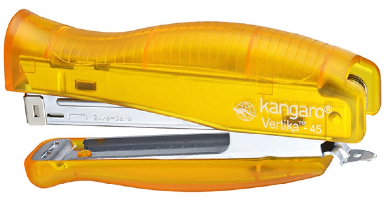 Zszywacz KANGARO Vertika-45 C-THRU+zszywki, zszywa do 30 kartek, blister, żółty 