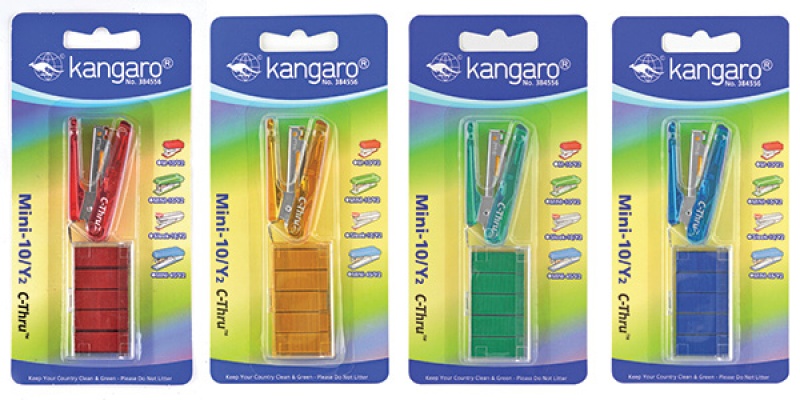 Zszywacz KANGARO Mini-10/Y2 C-THRU+zszywki, zszywa do 10 kartek, blister, mix kolorów 