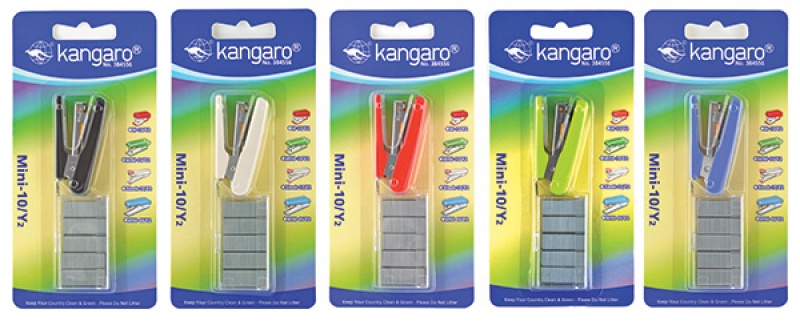 Zszywacz KANGARO Mini-10/Y2+zszywki, zszywa do 10 kartek, blister, mix kolorów 