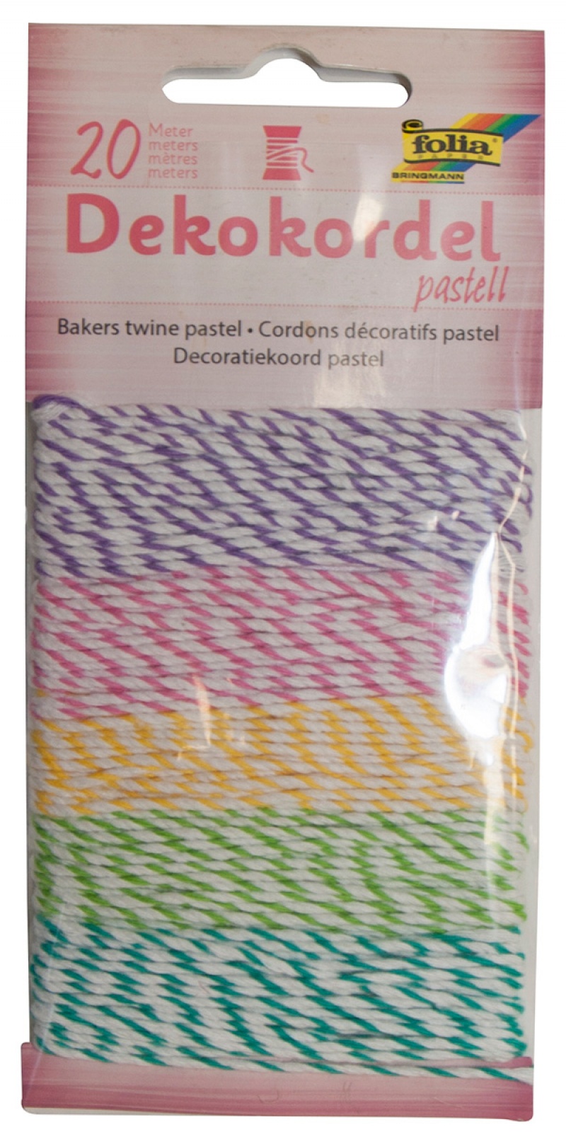 Sznurek dwukolorowy FOLIA PAPER Pastel, 20m, 5 kolorów, twin-mix