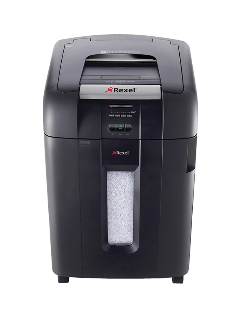 Niszczarka automatyczna REXEL Auto+ 500M, konfetti, P-5, 500 kart., 80l, karty kredytowe/CD, czarna