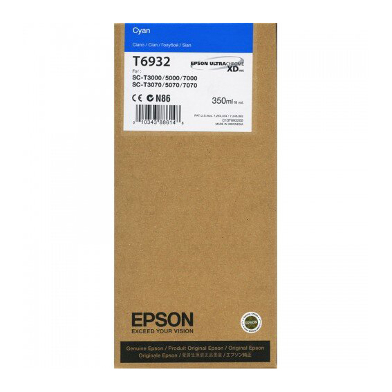 Tusz Epson UltraChromeXD do SC-T3000/T5000/T7000  | 350 ml | cyan 