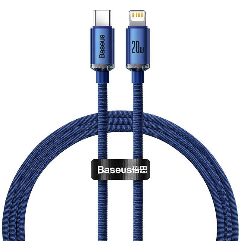 Baseus Kabel USB-C do Lightning Crystal, 20W PD | 1.2m | niebieski