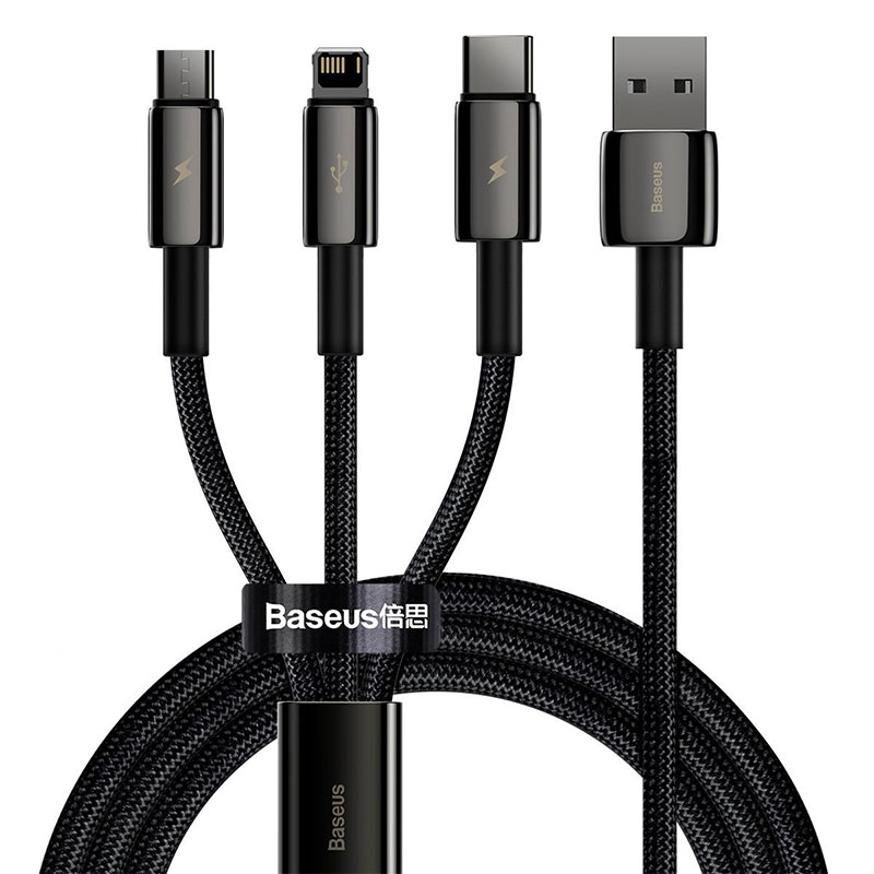 Baseus Kabel 3w1 Tungsten Gold USB do micro USB/USB-C/Lightning, 1.5m