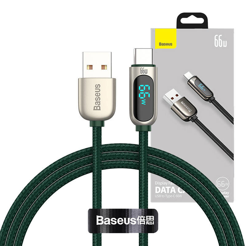BASEUS KABEL USB DO USB-C 66W | 1M | ZIELONY