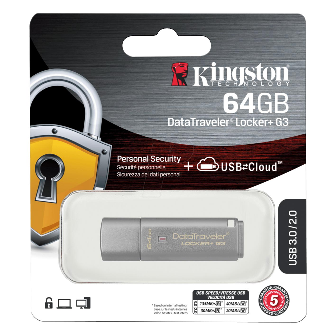 Kingston pamięć  DT Locker+ G3 w/Automatic Data Security | USB 3.0 | 64GB  szyfr