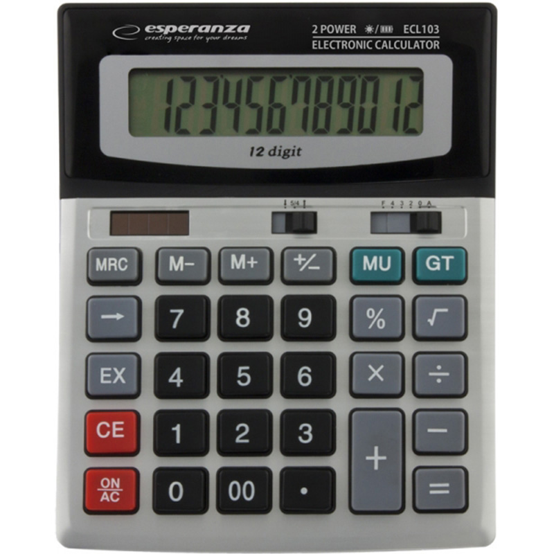 Esperanza kalkulator Euler | biurowy | 12 miejsc | biało-czarny