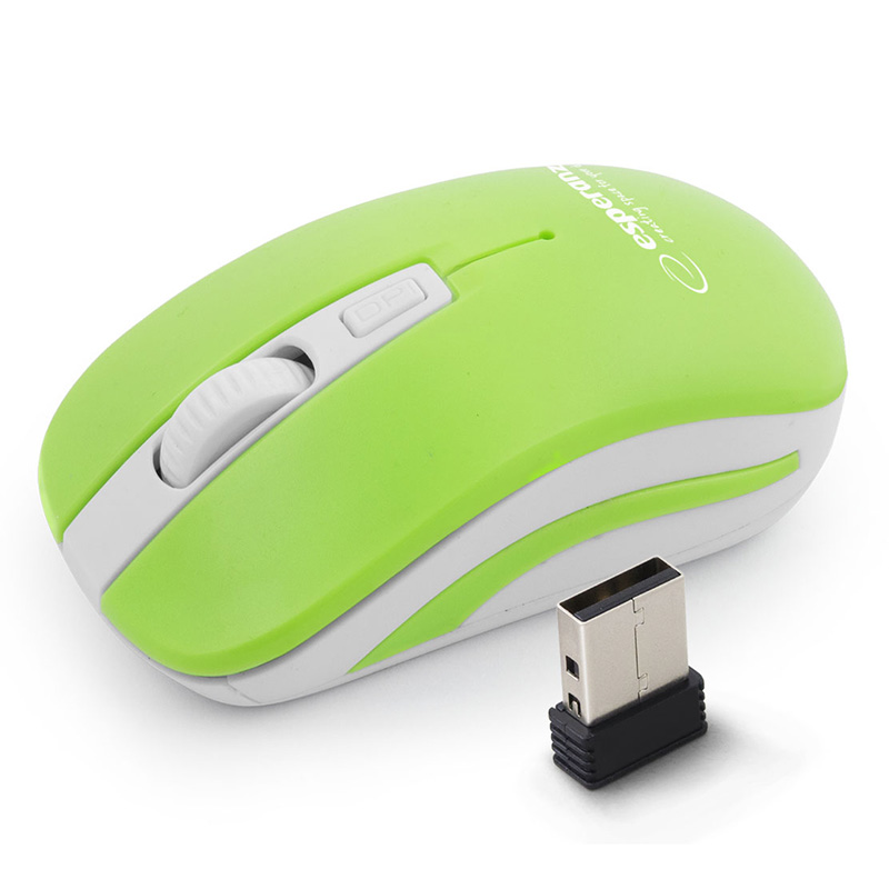 Esperanza mysz bezprzewodowa 2,4 GHZ 4D optyczna USB | URANUS | zielono/biała