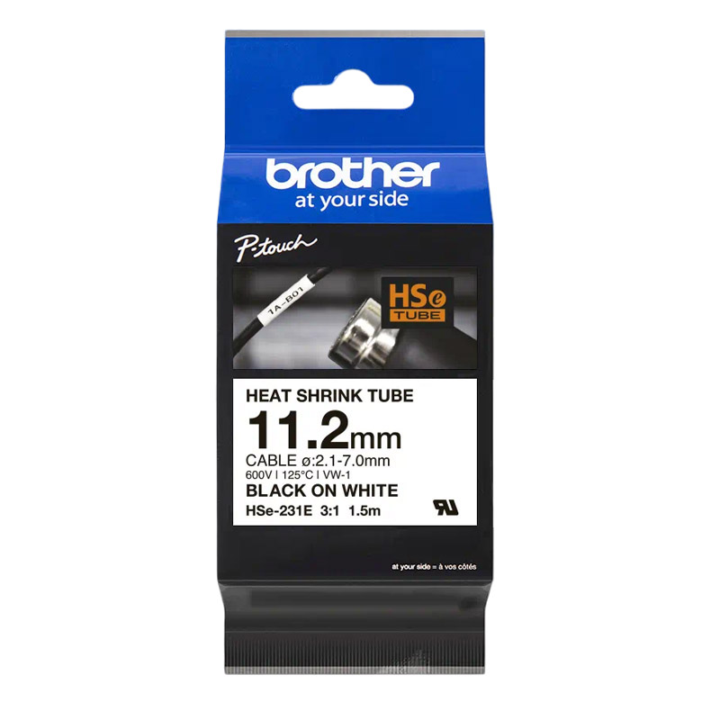 Rurka termokurczliwa Brother 11,2mm/1,5m czarny nadruk na białym
