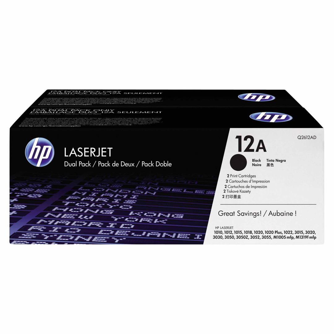 Zestaw dwóch tonerów HP 12A do LaserJet 1010/1012/1015 | 2 x 2 000  str. | black 