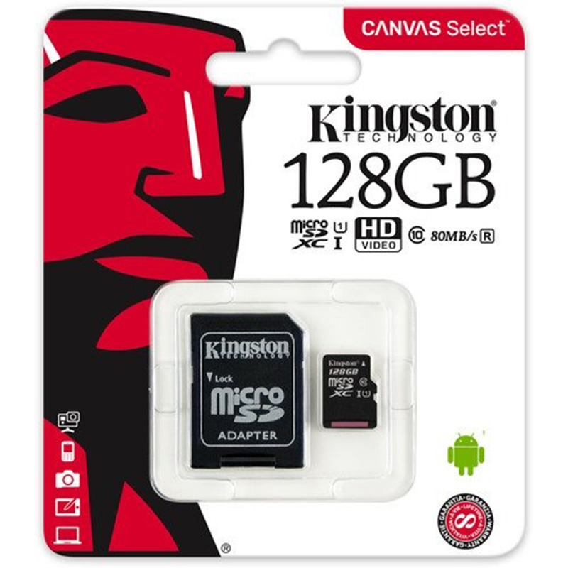 Kingston karta pamięci microSDXC Canvas Select CL10 UHS-I | 128 GB | + Adapter