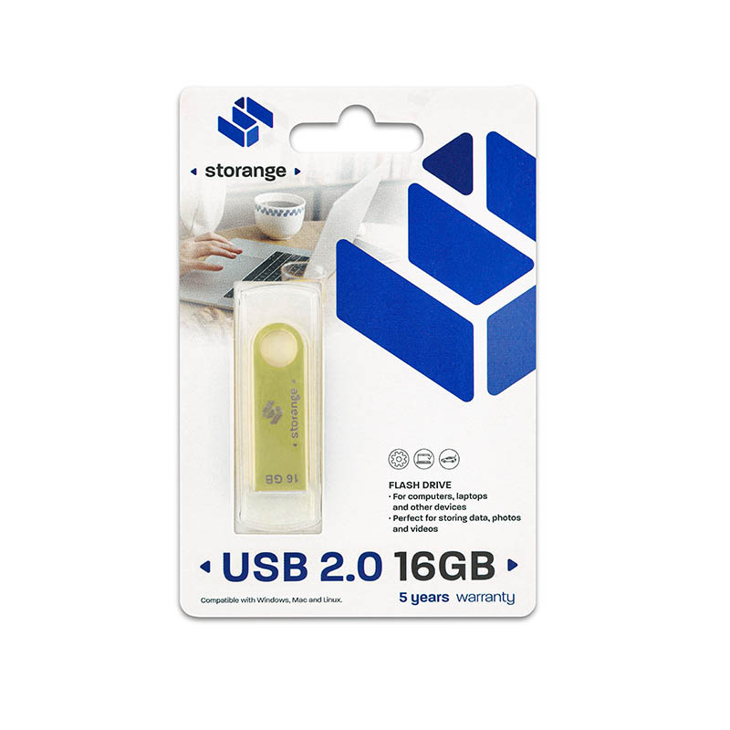 Storange pamięć 16 GB | Slim | USB 2.0 | gold