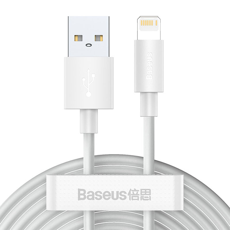 Baseus Kabel USB do Lightning Simple Wisdom, 2.4A | 1.5m | biały | 2szt