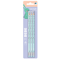 Ołówek z gumką BEBE 3-pak niebieski