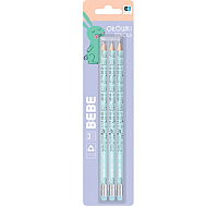 Ołówek z gumką BEBE 3-pak niebieski 